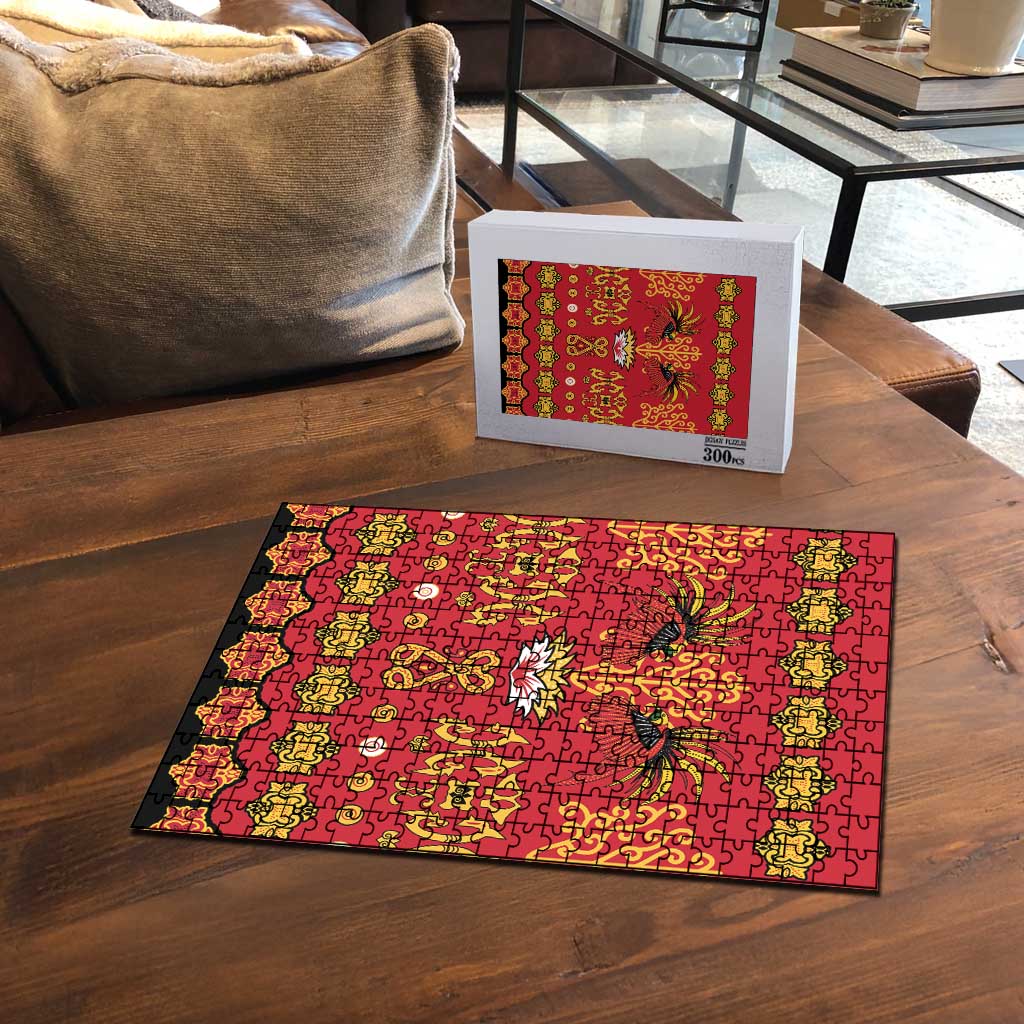 Papua Batik Motif Puzzle Papua Spirit Red Version - Polynesian Pride