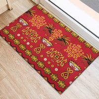 Papua Batik Motif Rubber Doormat Papua Spirit Red Version - Polynesian Pride