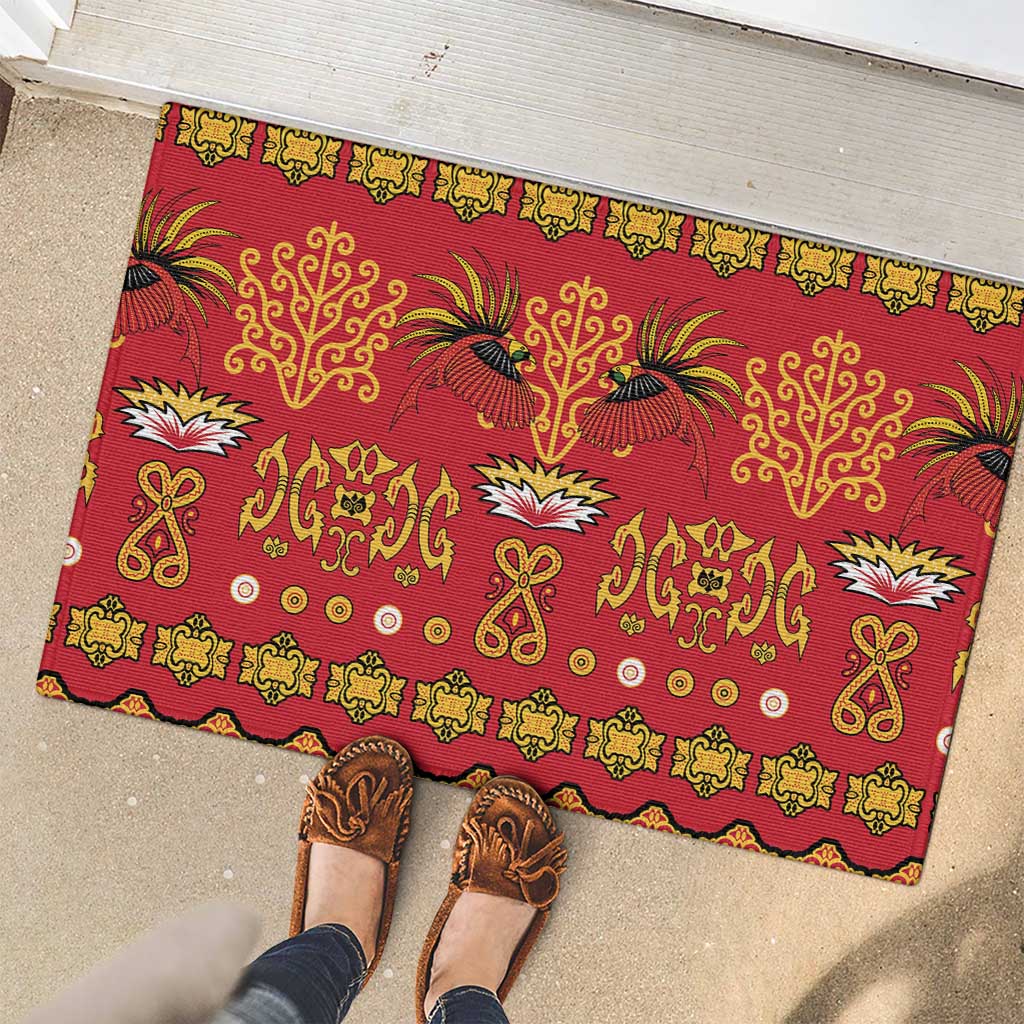 Papua Batik Motif Rubber Doormat Papua Spirit Red Version - Polynesian Pride