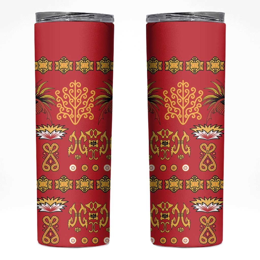 Papua Batik Motif Skinny Tumbler Papua Spirit Red Version - Polynesian Pride