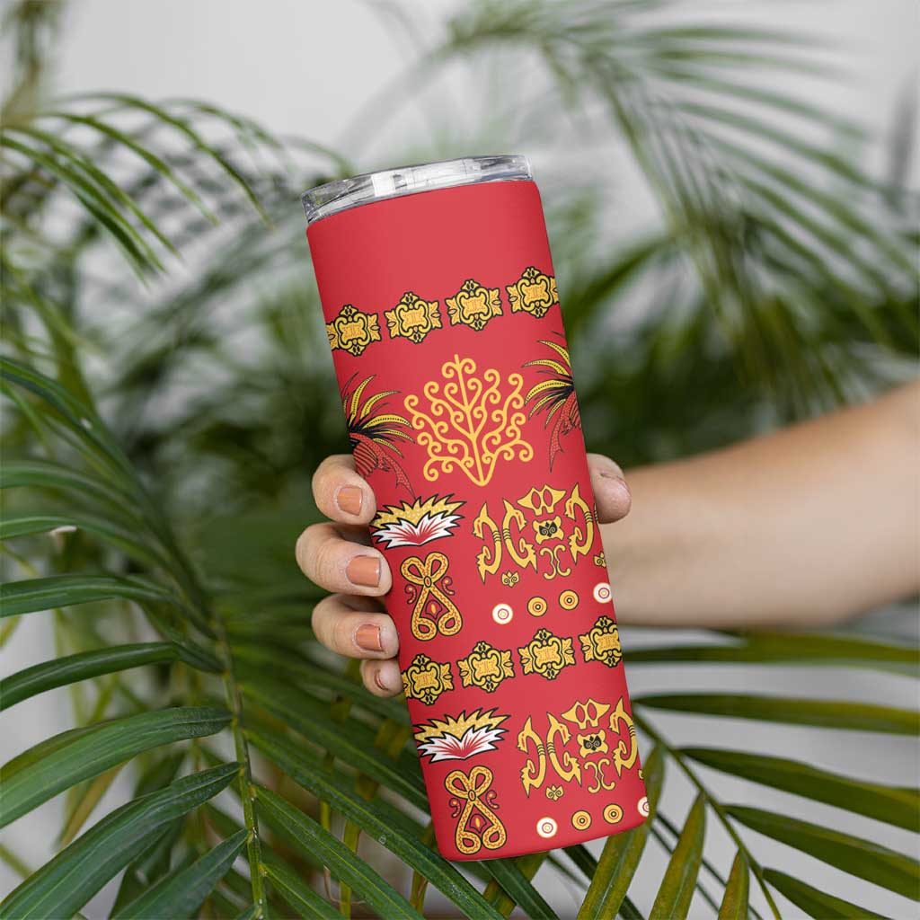 Papua Batik Motif Skinny Tumbler Papua Spirit Red Version - Polynesian Pride