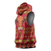 Papua Batik Motif Sleeveless Hoodie Papua Spirit Red Version LT05 - Polynesian Pride