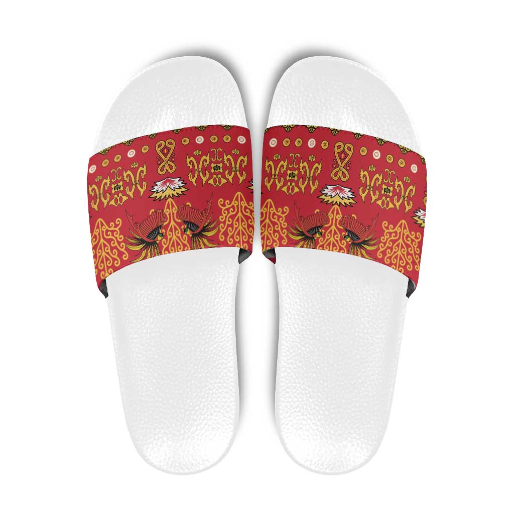 Papua Batik Motif Slide Sandals Papua Spirit Red Version - Polynesian Pride
