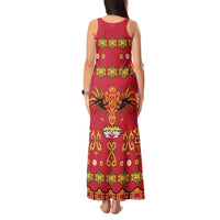 Papua Batik Motif Tank Maxi Dress Papua Spirit Red Version - Polynesian Pride