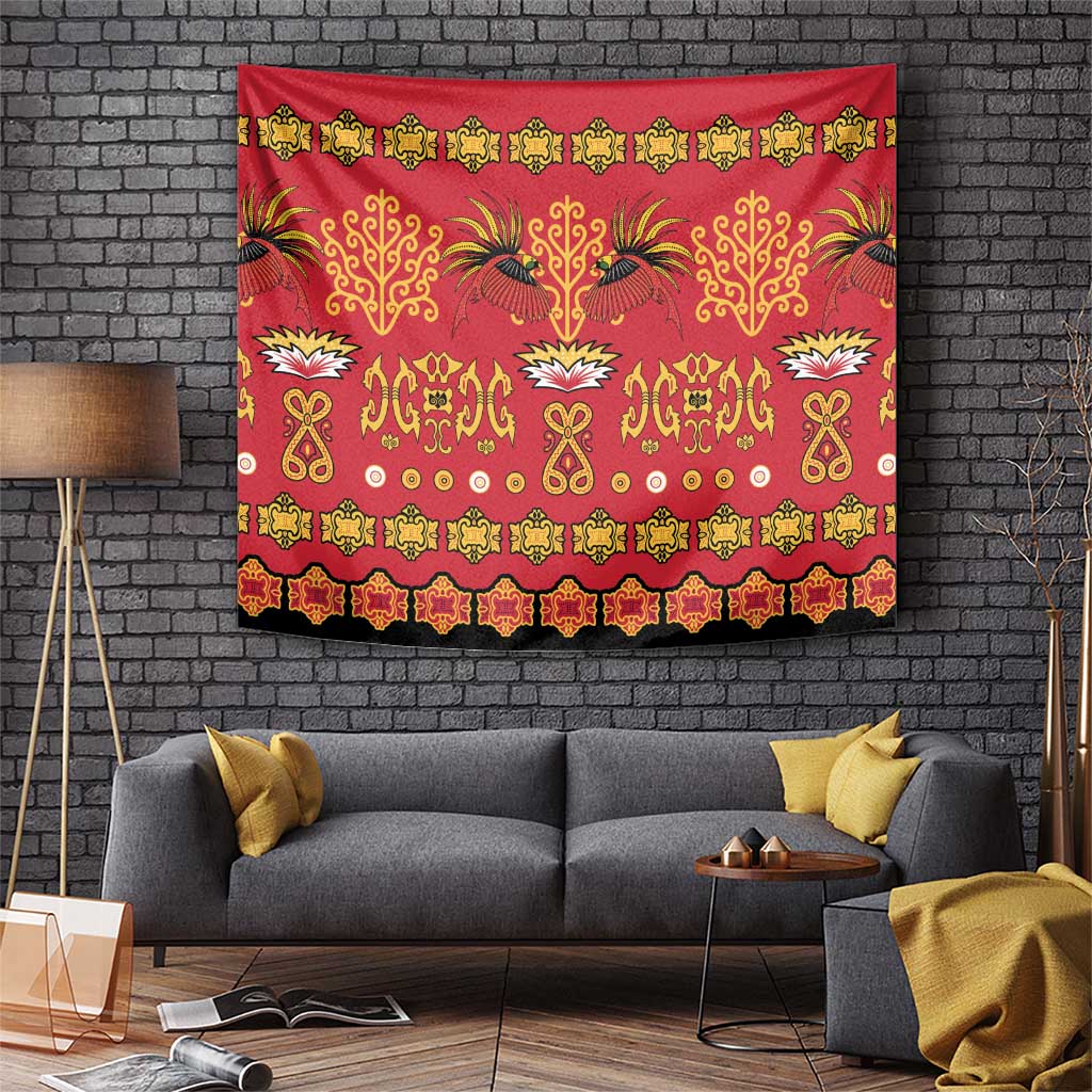 Papua Batik Motif Tapestry Papua Spirit Red Version - Polynesian Pride