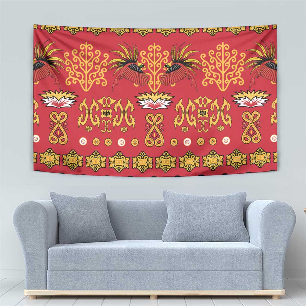 Papua Batik Motif Tapestry Papua Spirit Red Version - Polynesian Pride