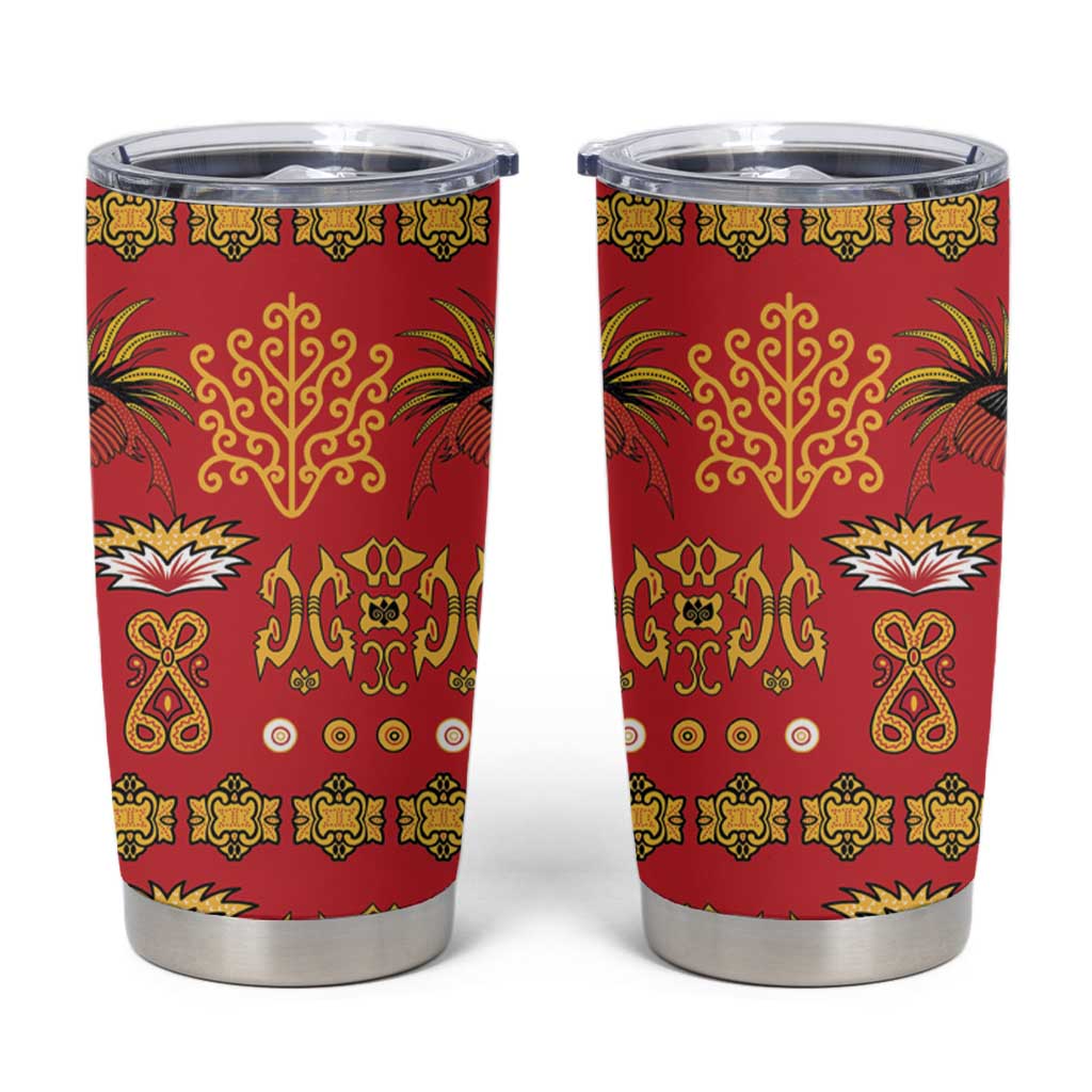 Papua Batik Motif Tumbler Cup Papua Spirit Red Version - Polynesian Pride