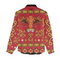 Papua Batik Motif Women Casual Shirt Papua Spirit Red Version - Polynesian Pride