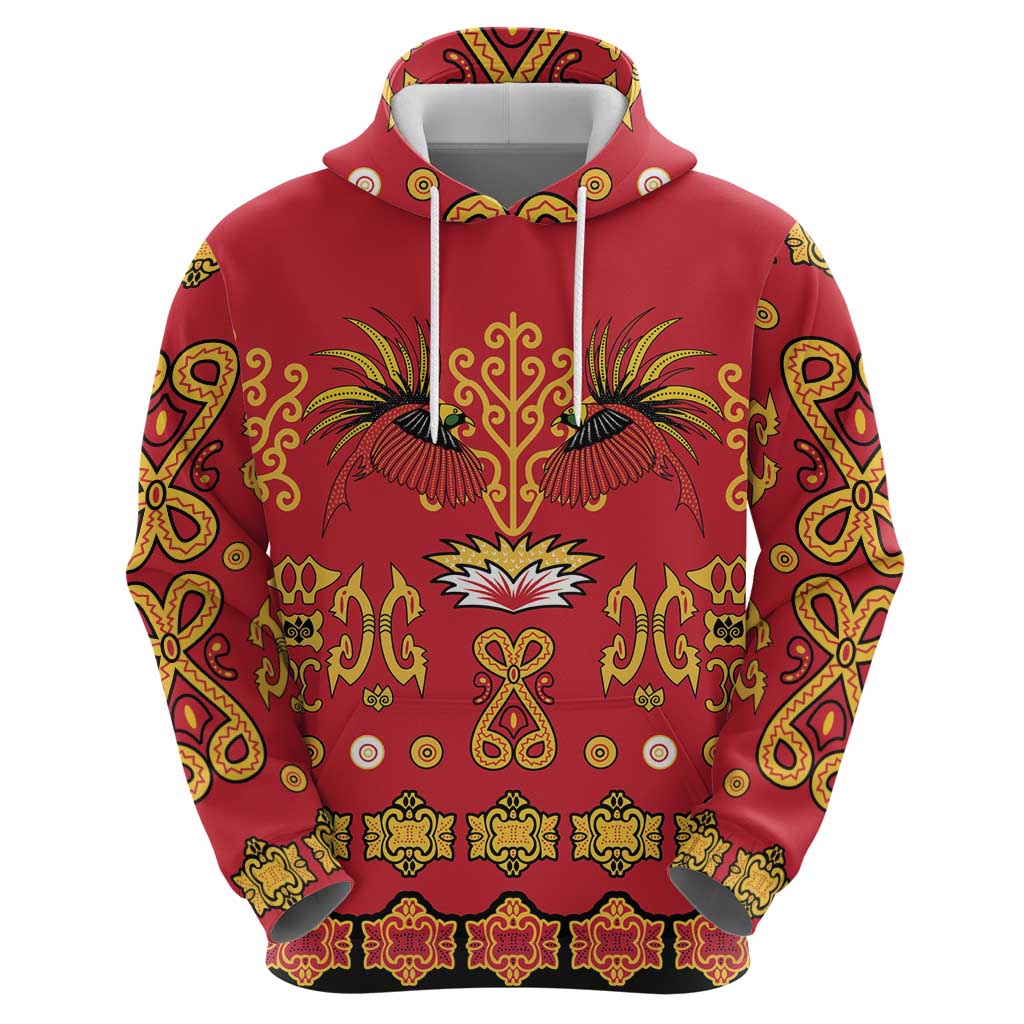Papua Batik Motif Zip Hoodie Papua Spirit Red Version - Polynesian Pride