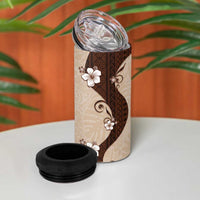 Polynesia Hibiscus 4 in 1 Can Cooler Tumbler Cameo Curve Motif - Polynesian Pride