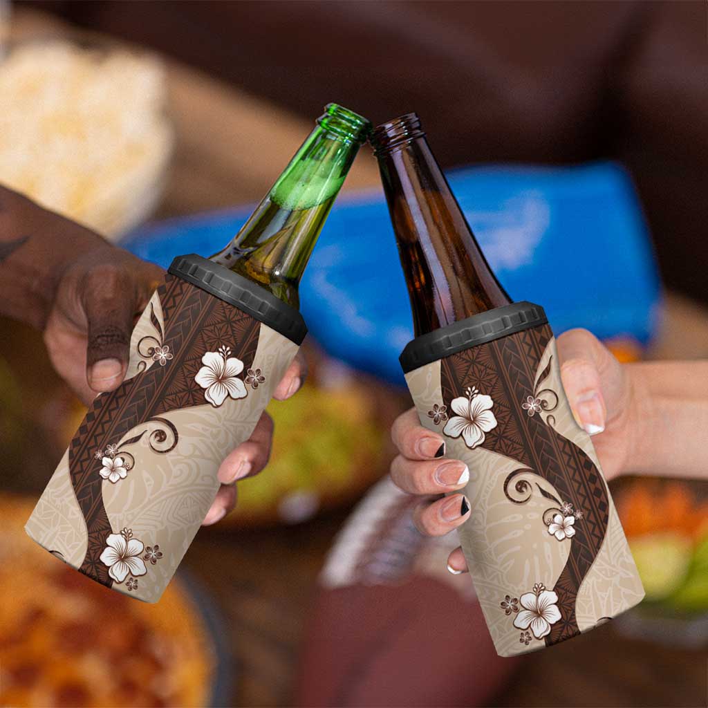 Polynesia Hibiscus 4 in 1 Can Cooler Tumbler Cameo Curve Motif - Polynesian Pride