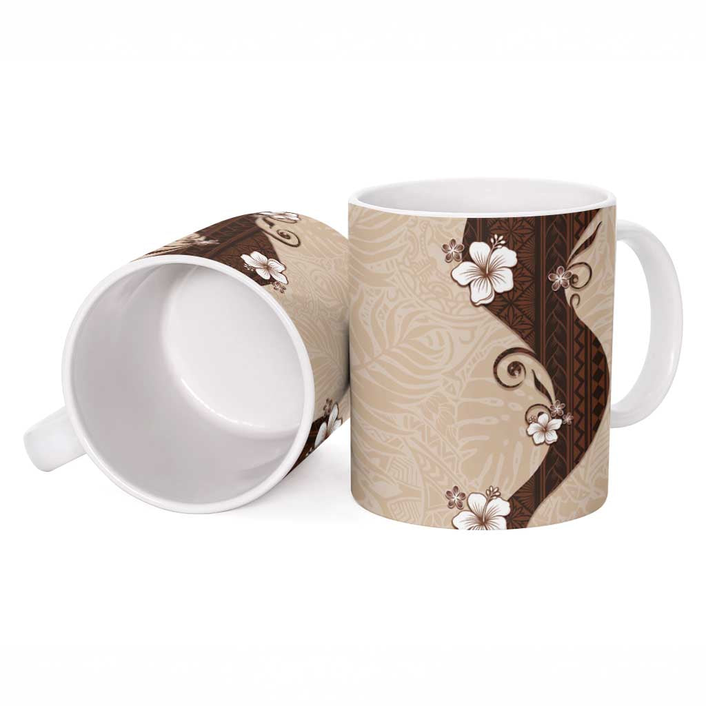 Polynesia Hibiscus Ceramic Mug Cameo Curve Motif - Polynesian Pride