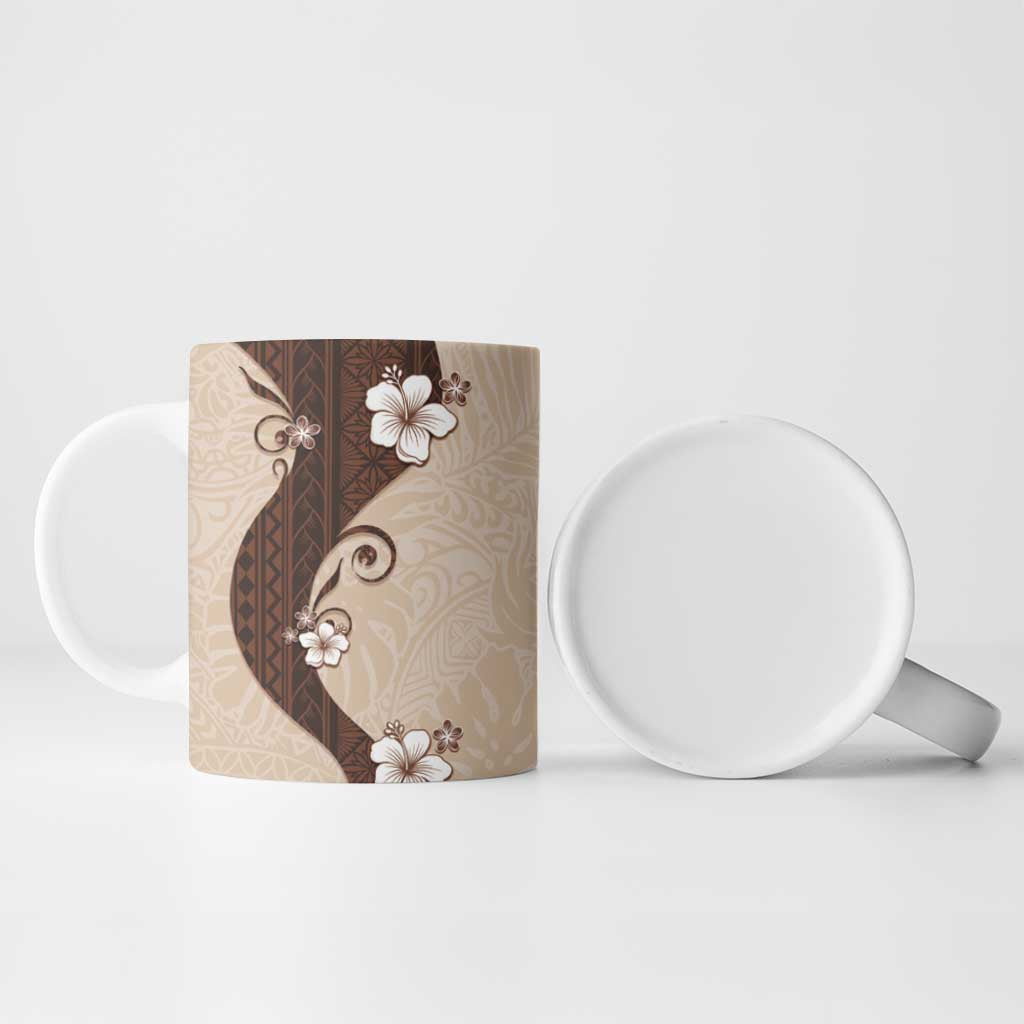 Polynesia Hibiscus Ceramic Mug Cameo Curve Motif - Polynesian Pride