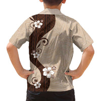 Polynesia Hibiscus Family Matching Off Shoulder Short Dress and Hawaiian Shirt Cameo Curve Motif - Polynesian Pride