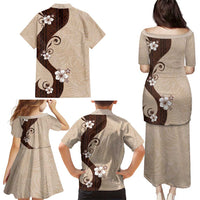 Polynesia Hibiscus Family Matching Puletasi and Hawaiian Shirt Cameo Curve Motif - Polynesian Pride