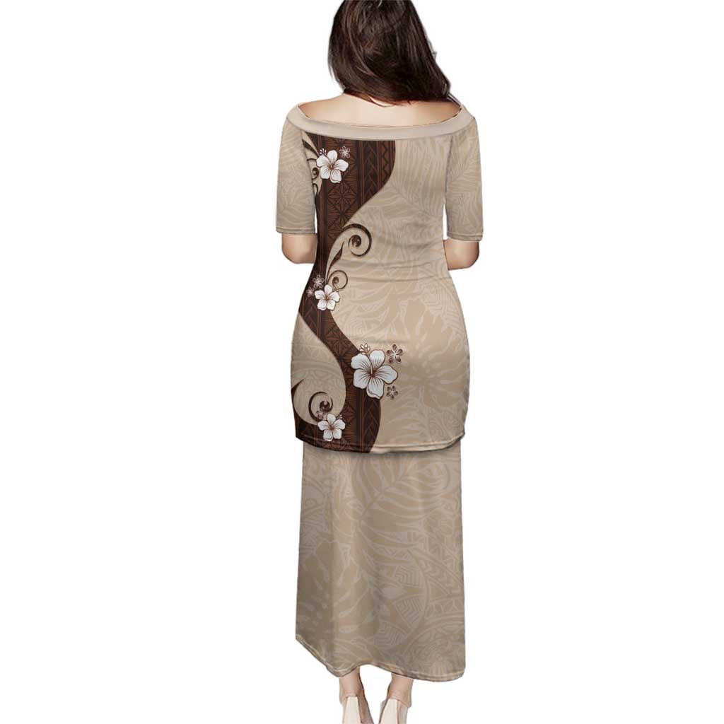 Polynesia Hibiscus Family Matching Puletasi and Hawaiian Shirt Cameo Curve Motif - Polynesian Pride