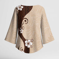Polynesia Hibiscus Kimono Sleeve Blouse Cameo Curve Motif - Polynesian Pride