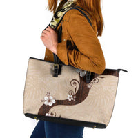 Polynesia Hibiscus Leather Tote Bag Cameo Curve Motif - Polynesian Pride