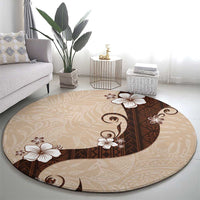 Polynesia Hibiscus Round Carpet Cameo Curve Motif - Polynesian Pride