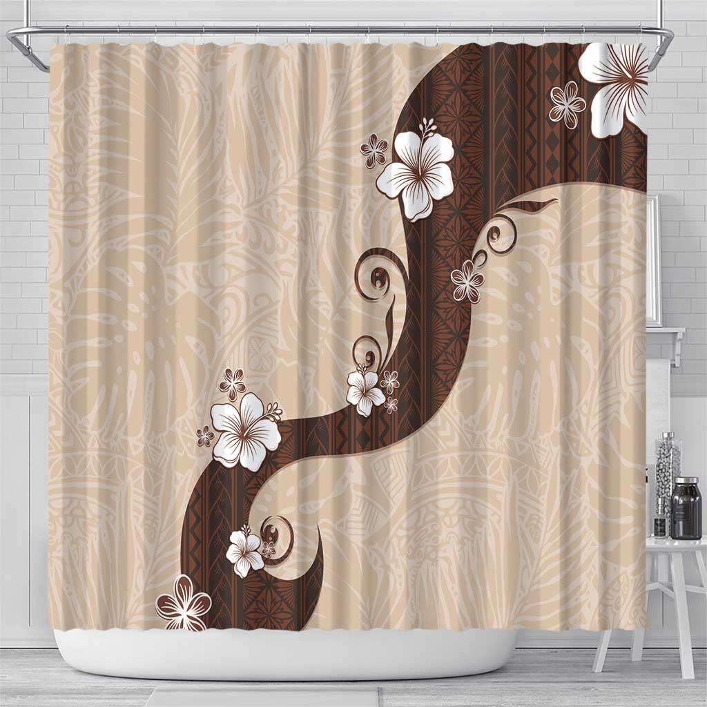 Polynesia Hibiscus Shower Curtain Cameo Curve Motif - Polynesian Pride