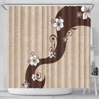 Polynesia Hibiscus Shower Curtain Cameo Curve Motif - Polynesian Pride