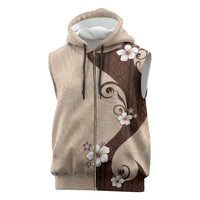 Polynesia Hibiscus Sleeveless Zip Hoodie Cameo Curve Motif - Polynesian Pride