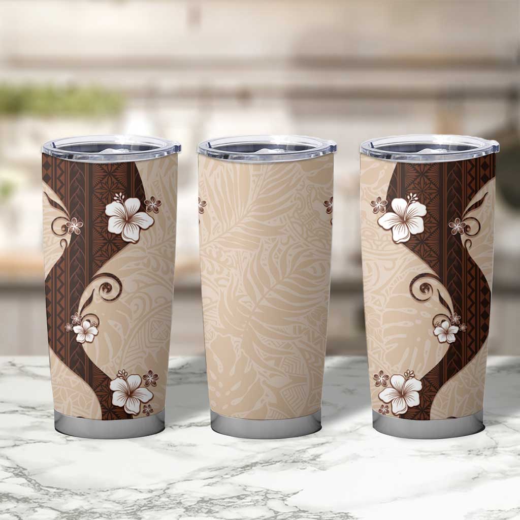 Polynesia Hibiscus Tumbler Cup Cameo Curve Motif - Polynesian Pride