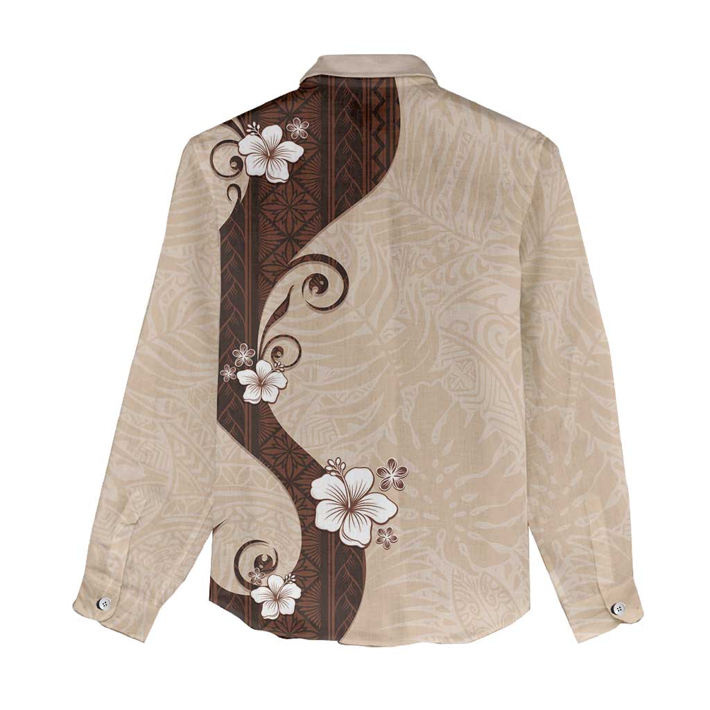Polynesia Hibiscus Women Casual Shirt Cameo Curve Motif - Polynesian Pride