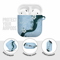 Polynesia Hibiscus AirPods Case Sky Blue Curve Motif - Polynesian Pride