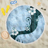 Polynesia Hibiscus Beach Blanket Sky Blue Curve Motif - Polynesian Pride