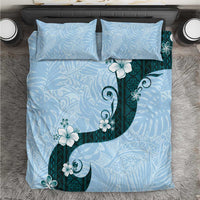 Polynesia Hibiscus Bedding Set Sky Blue Curve Motif - Polynesian Pride