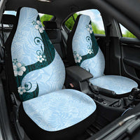 Polynesia Hibiscus Car Seat Cover Sky Blue Curve Motif - Polynesian Pride