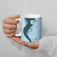 Polynesia Hibiscus Ceramic Mug Sky Blue Curve Motif - Polynesian Pride