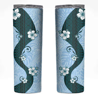 Polynesia Hibiscus Skinny Tumbler Sky Blue Curve Motif - Polynesian Pride