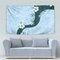 Polynesia Hibiscus Tapestry Sky Blue Curve Motif - Polynesian Pride