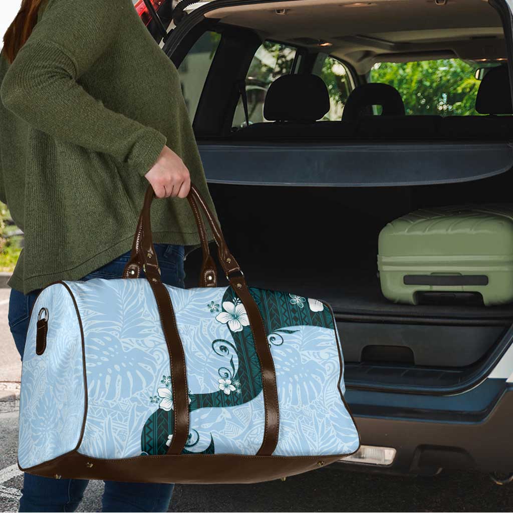 Polynesia Hibiscus Travel Bag Sky Blue Curve Motif - Polynesian Pride