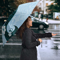 Polynesia Hibiscus Umbrella Sky Blue Curve Motif - Polynesian Pride