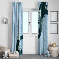 Polynesia Hibiscus Window Curtain Sky Blue Curve Motif - Polynesian Pride