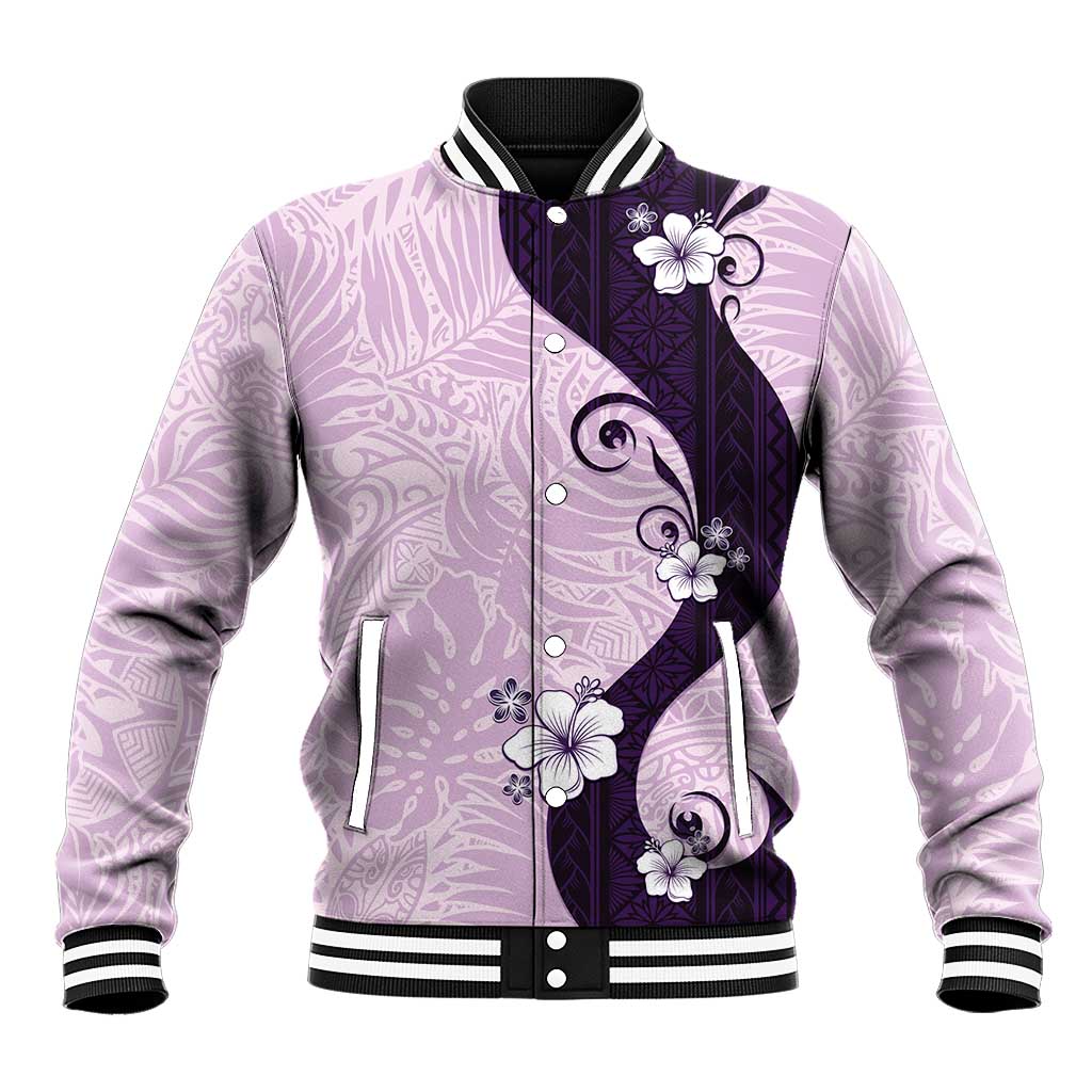 Polynesia Hibiscus Baseball Jacket Thistle Curve Motif LT05 Unisex Purple - Polynesian Pride