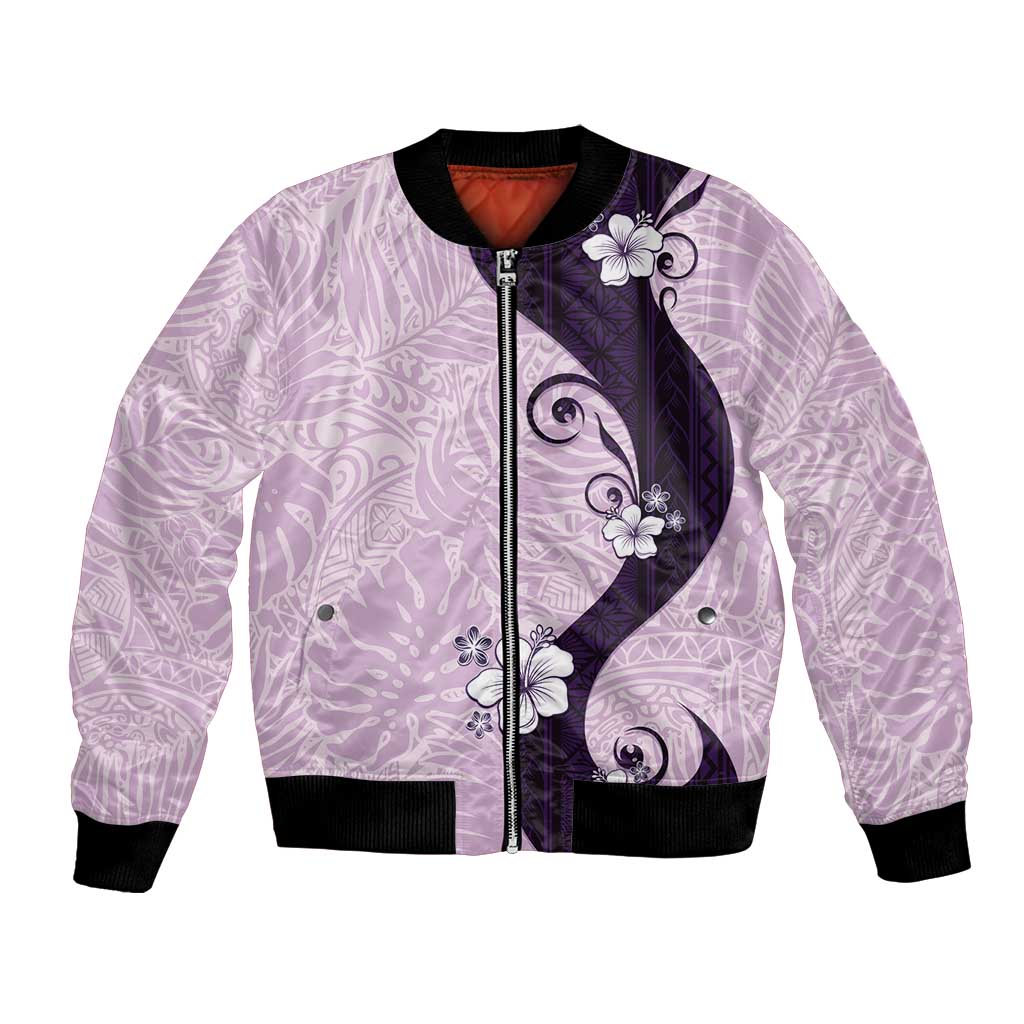 Polynesia Hibiscus Bomber Jacket Thistle Curve Motif - Polynesian Pride