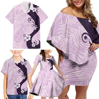 Polynesia Hibiscus Family Matching Off Shoulder Short Dress and Hawaiian Shirt Thistle Curve Motif - Polynesian Pride
