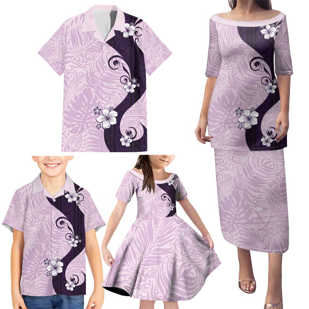 Polynesia Hibiscus Family Matching Puletasi and Hawaiian Shirt Thistle Curve Motif - Polynesian Pride