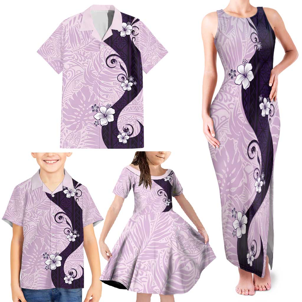 Polynesia Hibiscus Family Matching Tank Maxi Dress and Hawaiian Shirt Thistle Curve Motif - Polynesian Pride