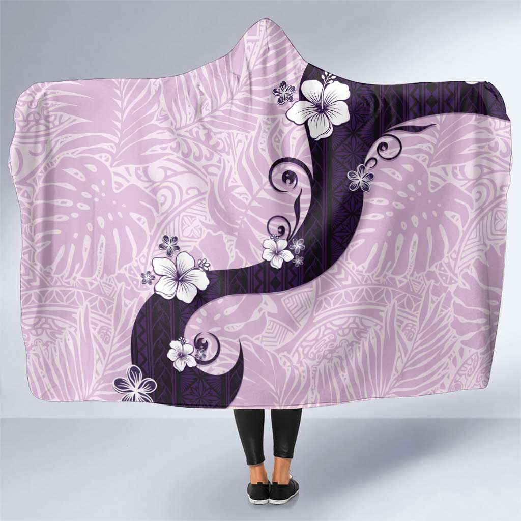 Polynesia Hibiscus Hooded Blanket Thistle Curve Motif LT05 One Size Purple - Polynesian Pride
