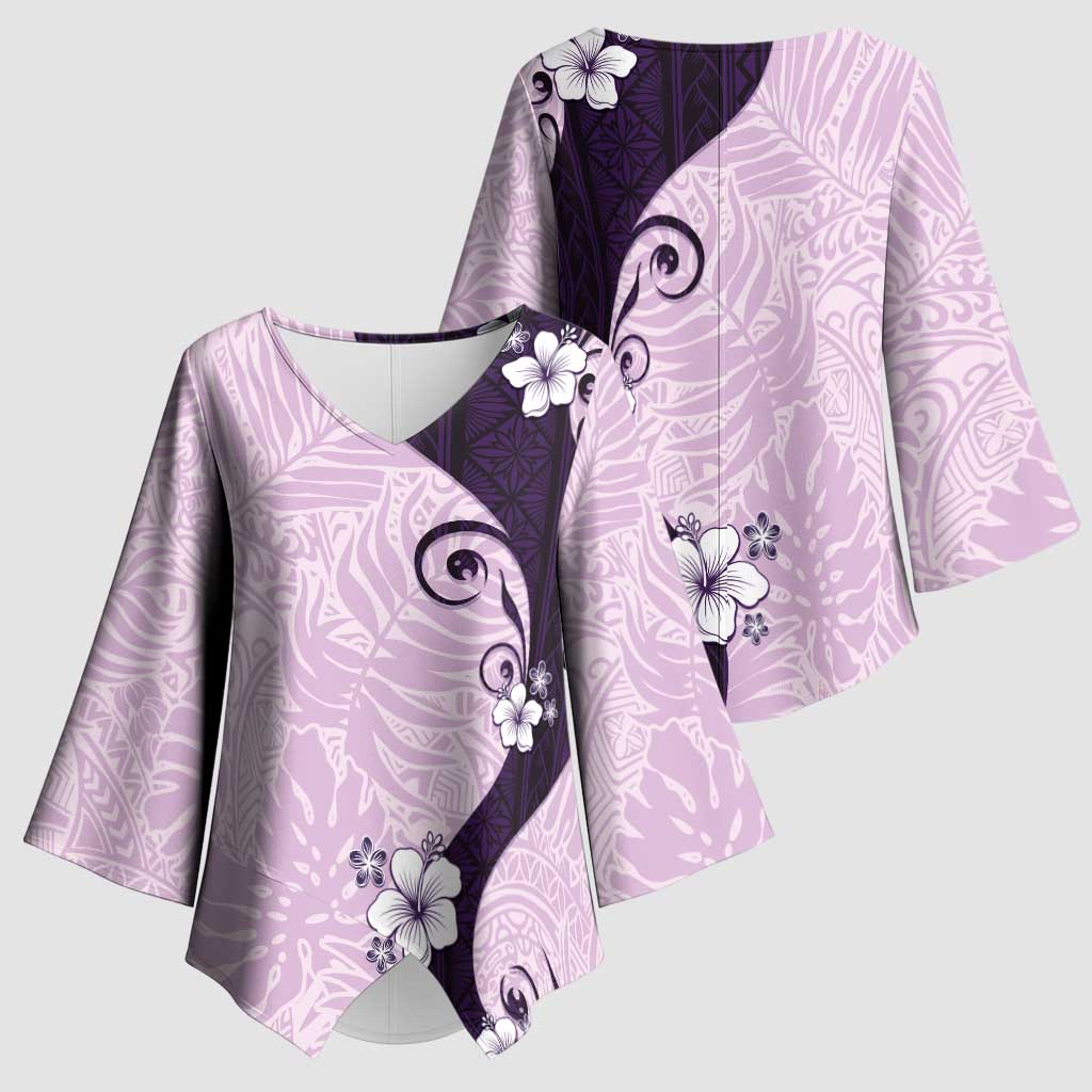 Polynesia Hibiscus Kimono Sleeve Blouse Thistle Curve Motif - Polynesian Pride