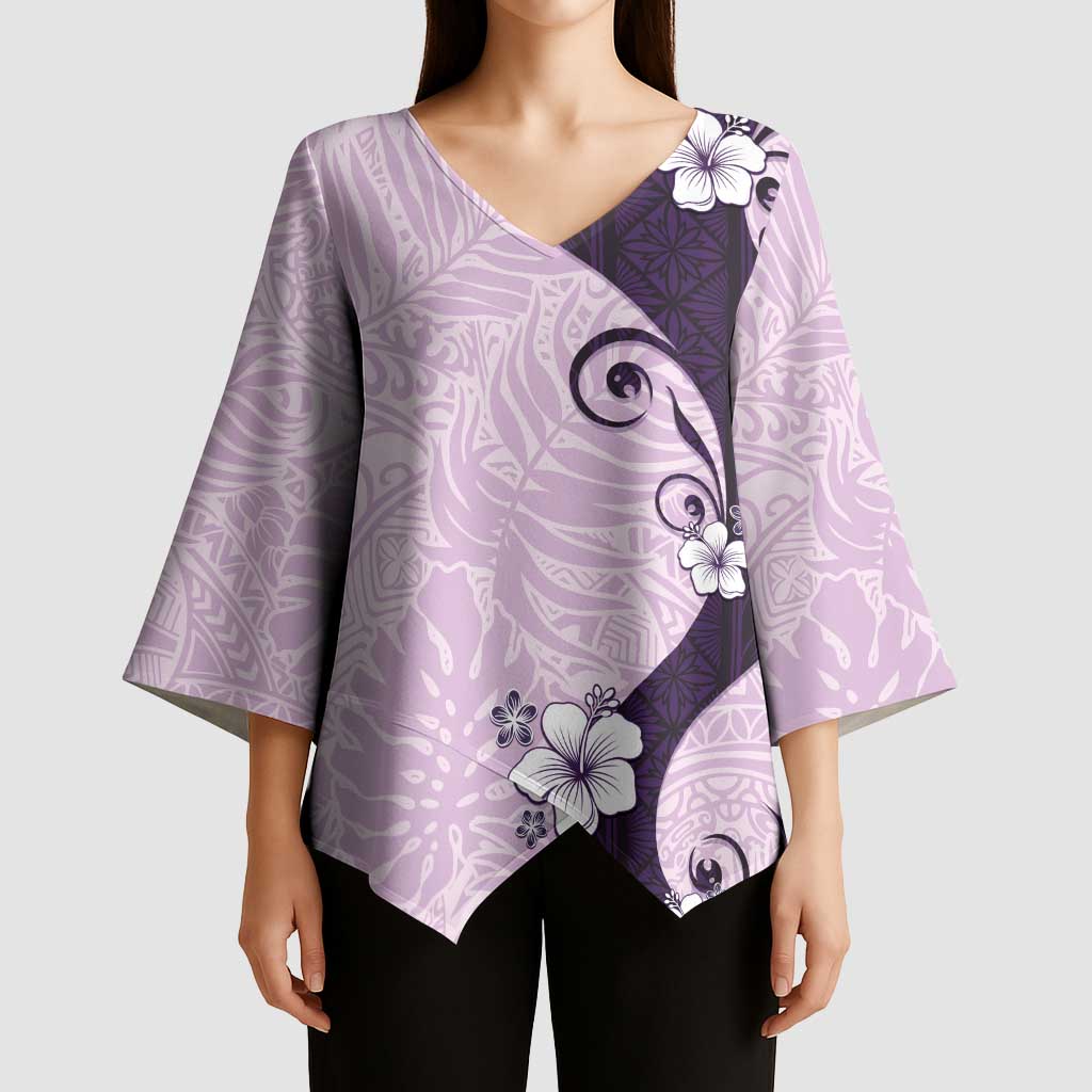 Polynesia Hibiscus Kimono Sleeve Blouse Thistle Curve Motif - Polynesian Pride