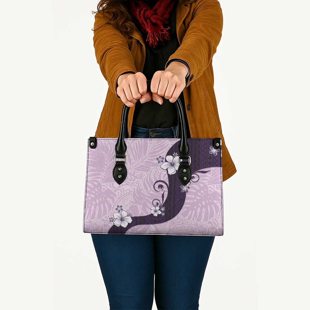 Polynesia Hibiscus Leather Bag Thistle Curve Motif - Polynesian Pride