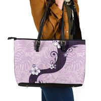 Polynesia Hibiscus Leather Tote Bag Thistle Curve Motif - Polynesian Pride