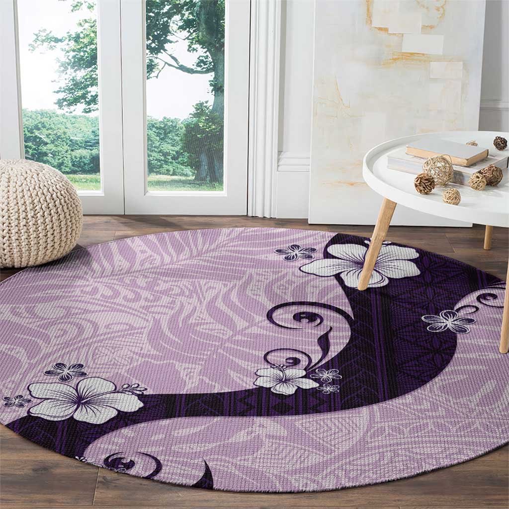 Polynesia Hibiscus Round Carpet Thistle Curve Motif - Polynesian Pride