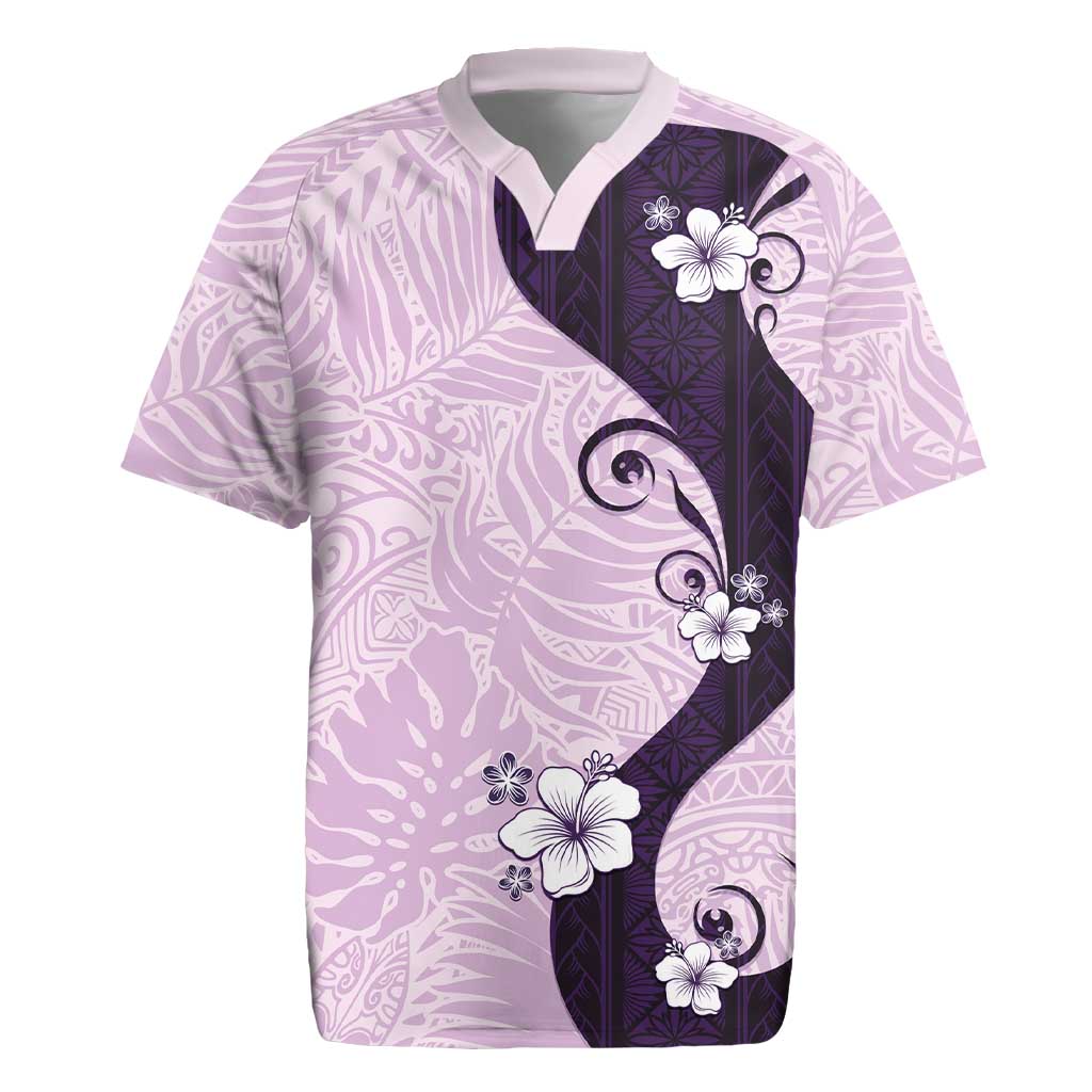 Polynesia Hibiscus Rugby Jersey Thistle Curve Motif - Polynesian Pride